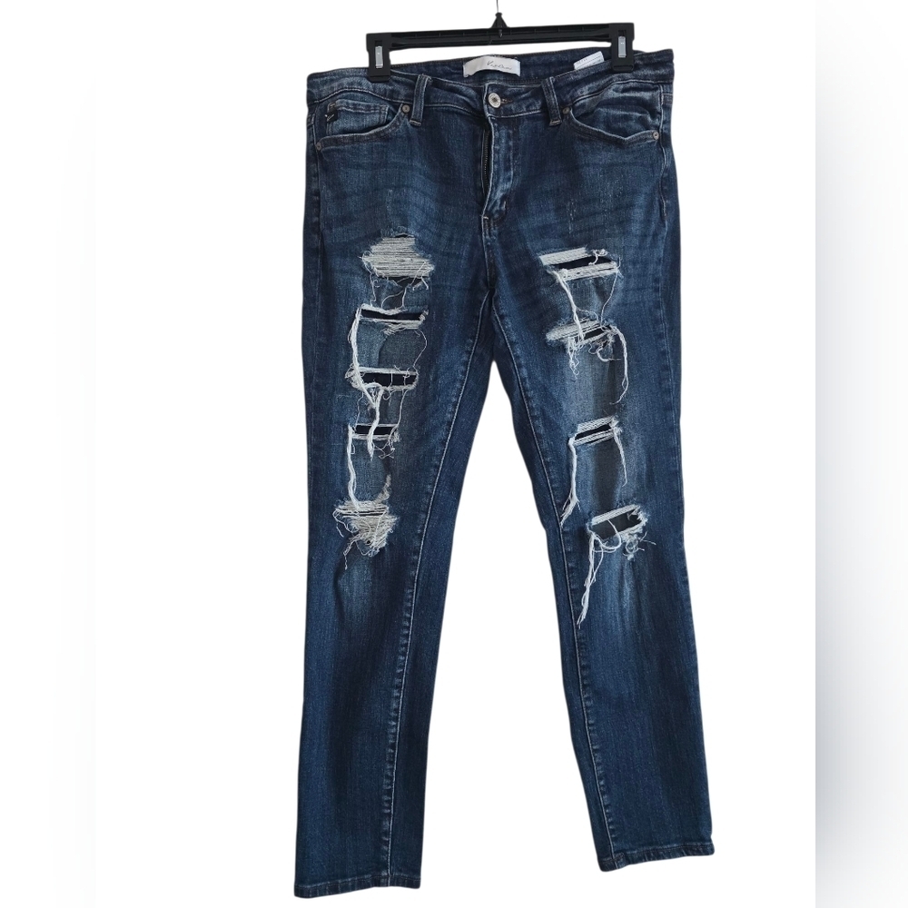 KanCan Dark Blue Distressed Skinny Jeans Size 11/29